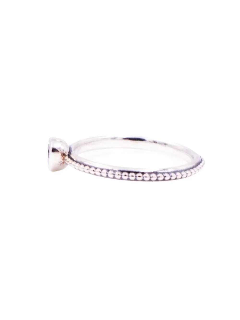 Pandora One Love Heart Ring Sterling Silver Pink Sapphire Stackable Retired